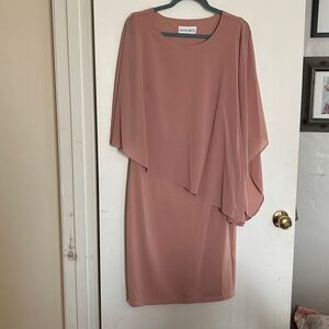 Hanna Nikole Mauve Dress with Cape Overlay